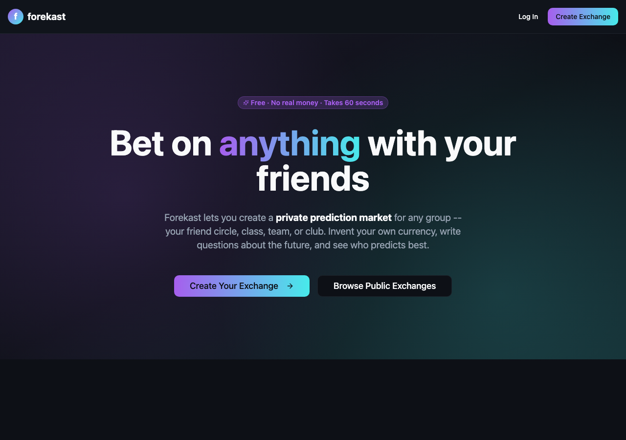 Forekast landing page