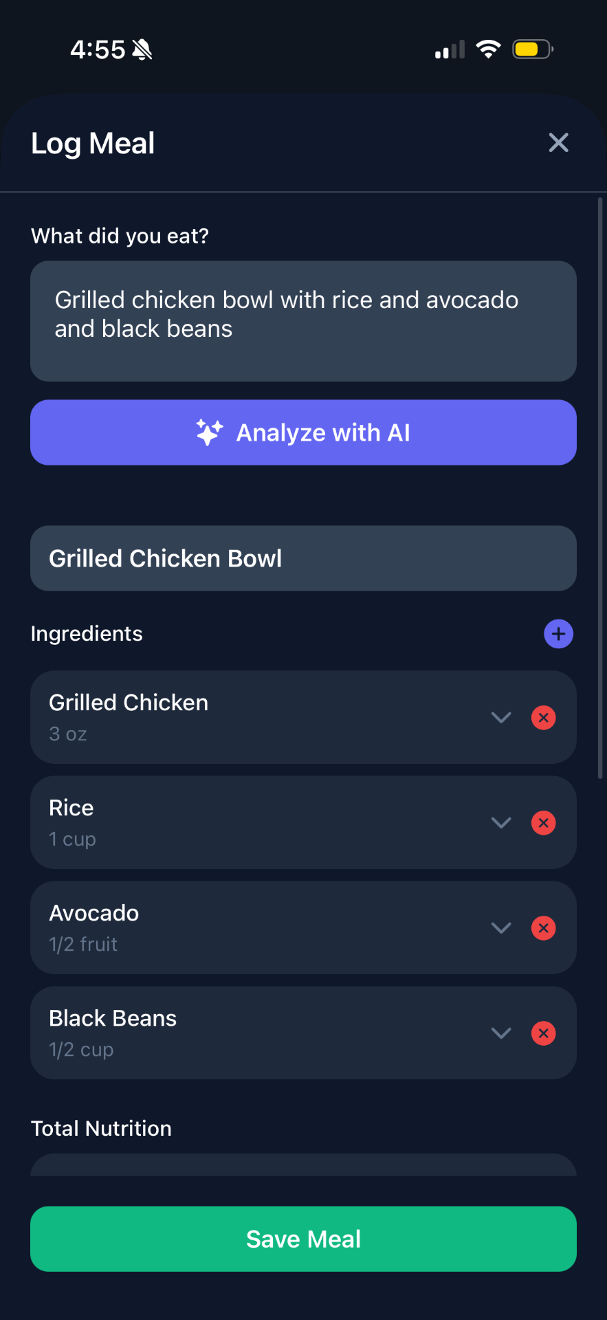 SuSense iOS AI meal logging